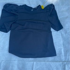 EXPRESS Women's Top Black Puff Short Sleeve